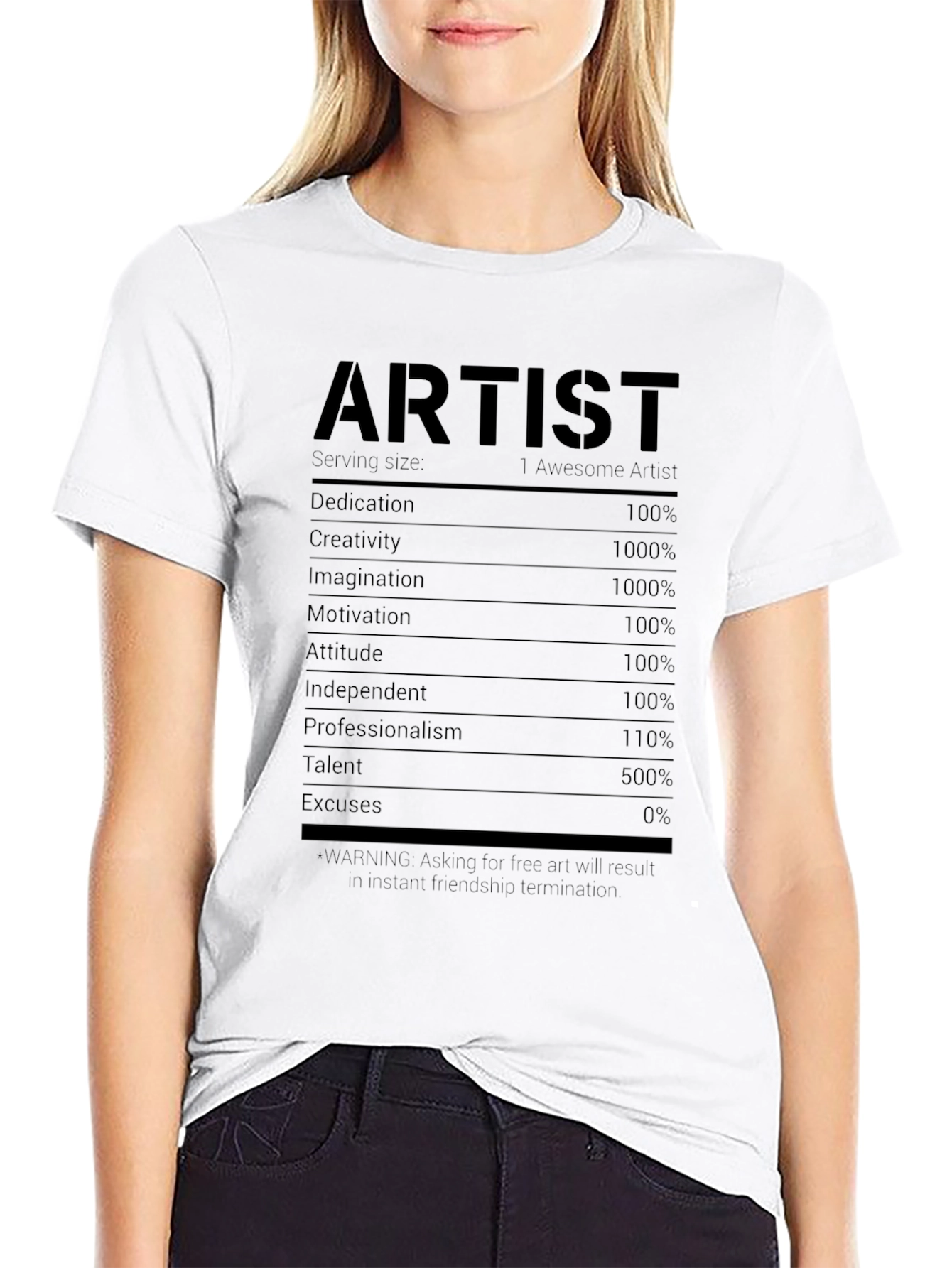 Artist Nutritional Facts Black T-Shirt