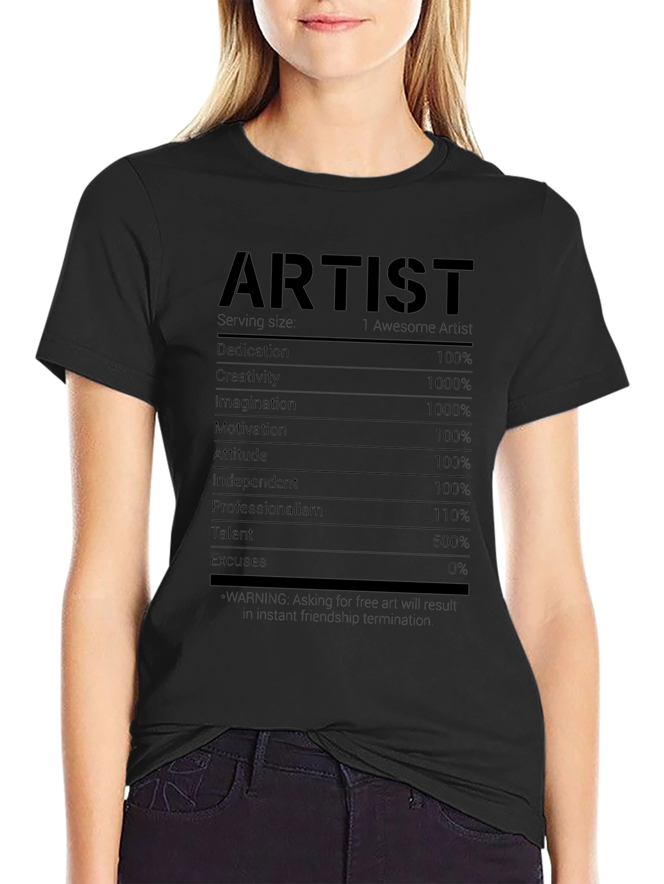 Artist Nutritional Facts Black T-Shirt
