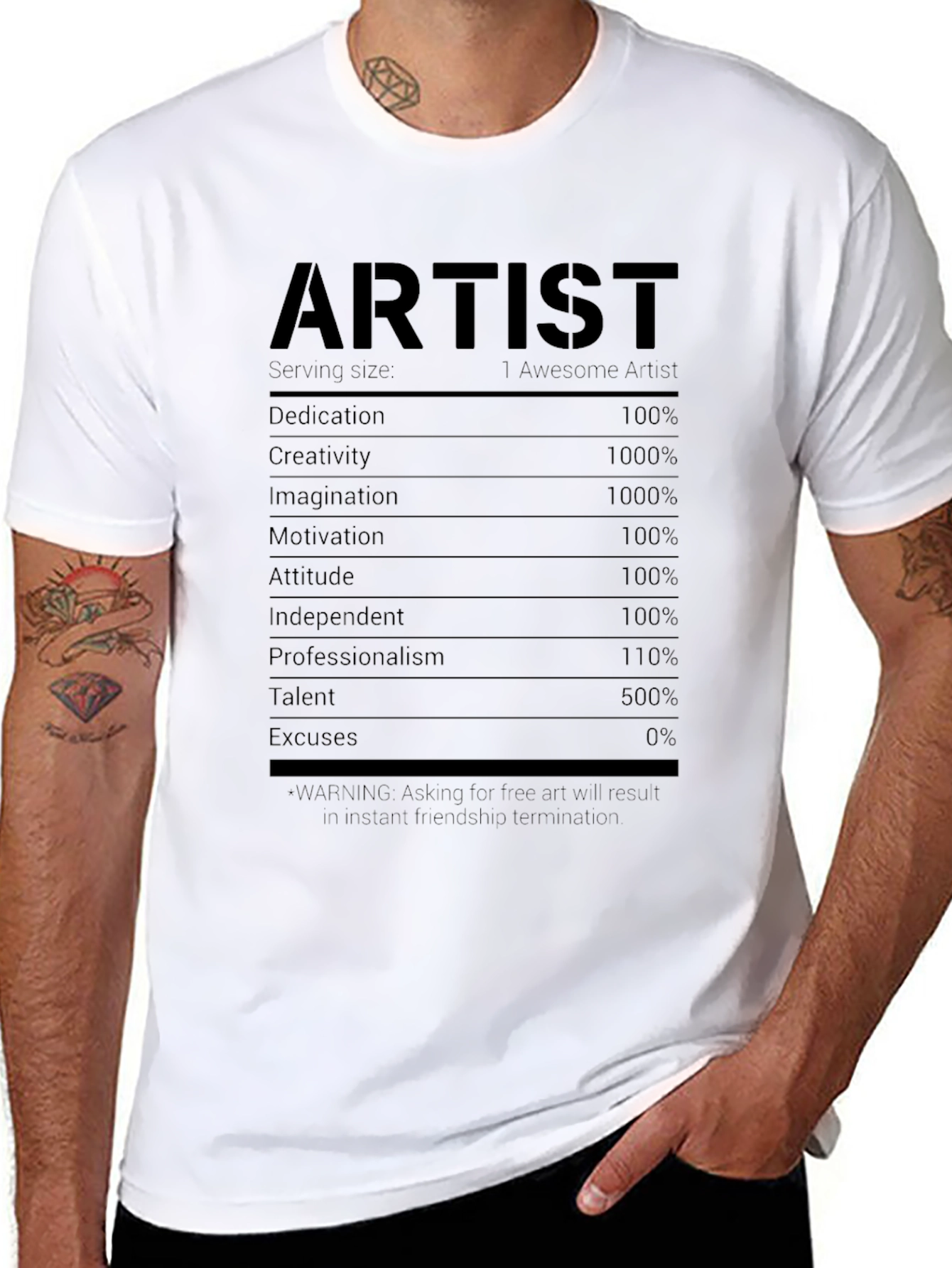 Artist Nutritional Facts Black T-Shirt