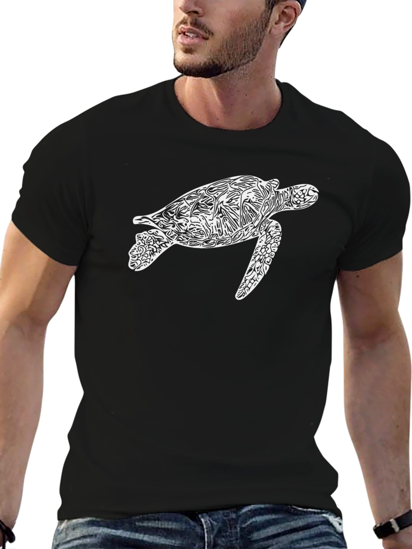 Sea Turtle Graphic T-Shirt - Black