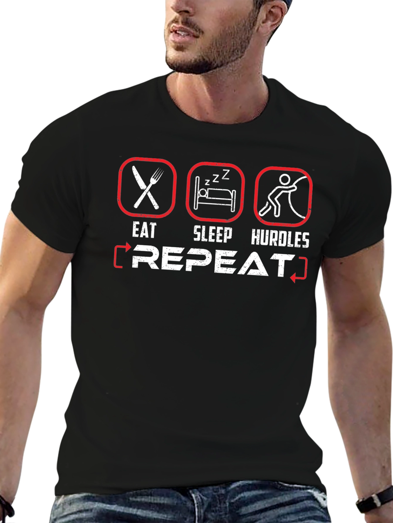 Eat Sleep Hurdles Repeat Graphic T-Shirt