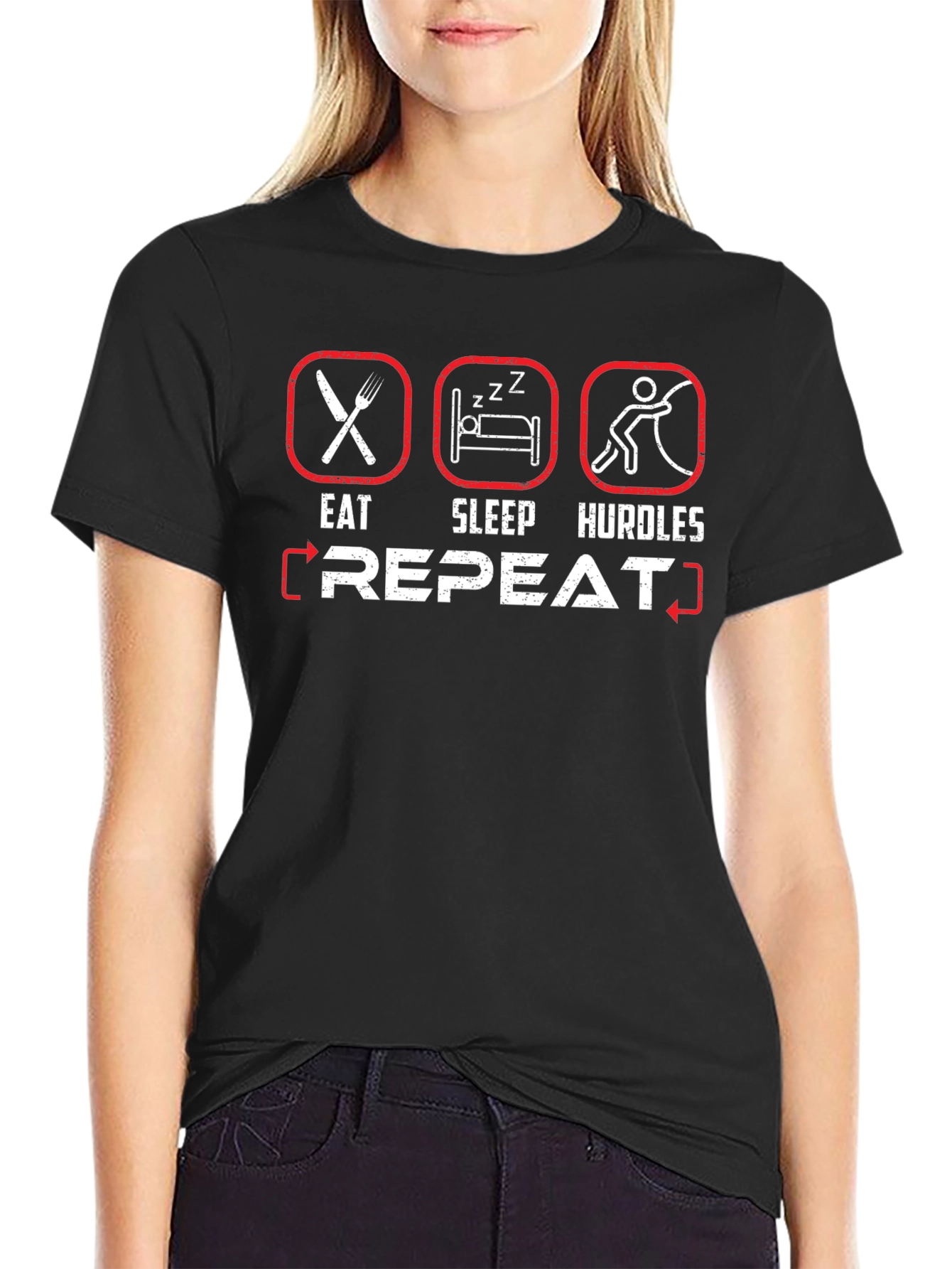 Eat Sleep Hurdles Repeat Graphic T-Shirt