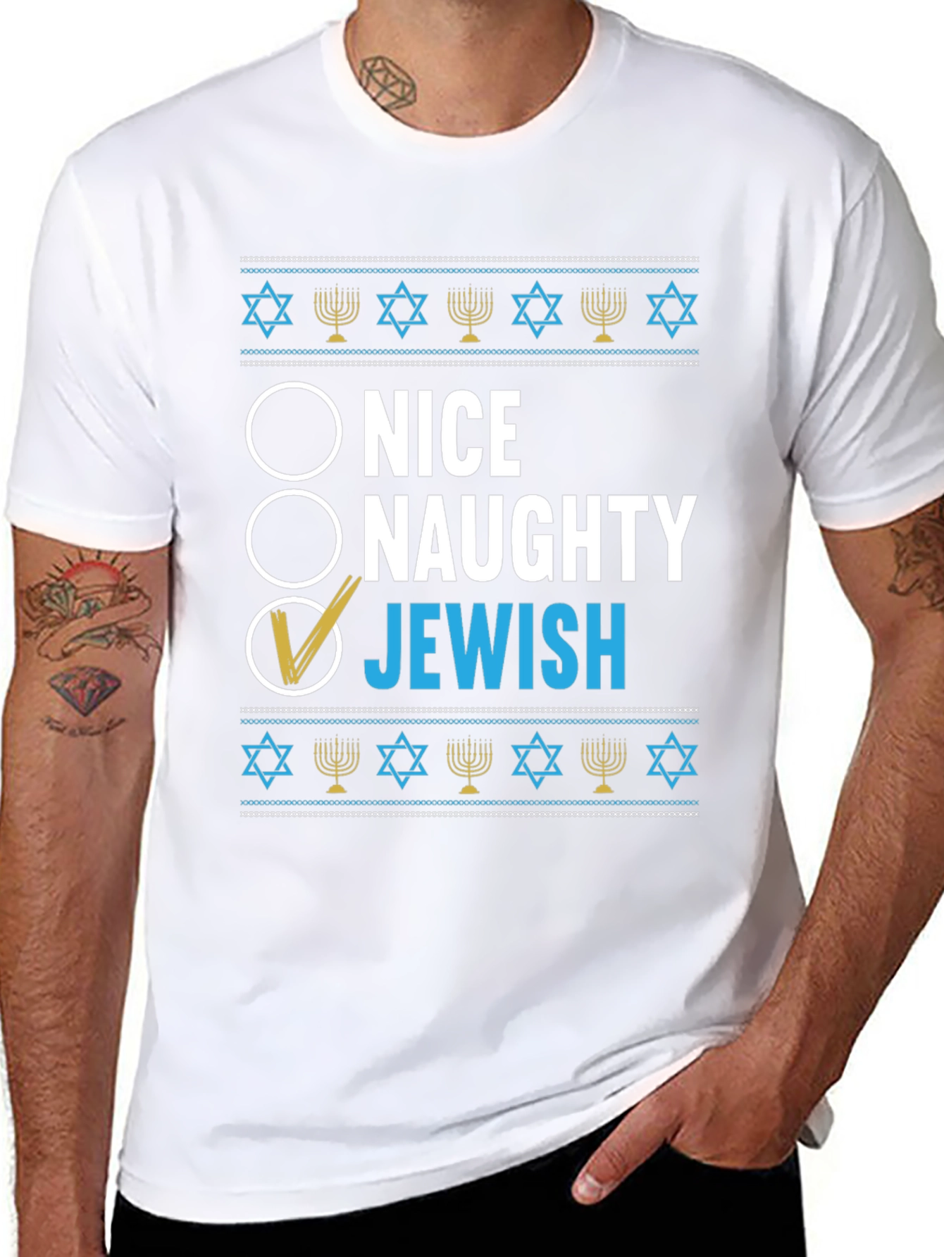 Nice Naughty Jewish Hanukkah T-Shirt