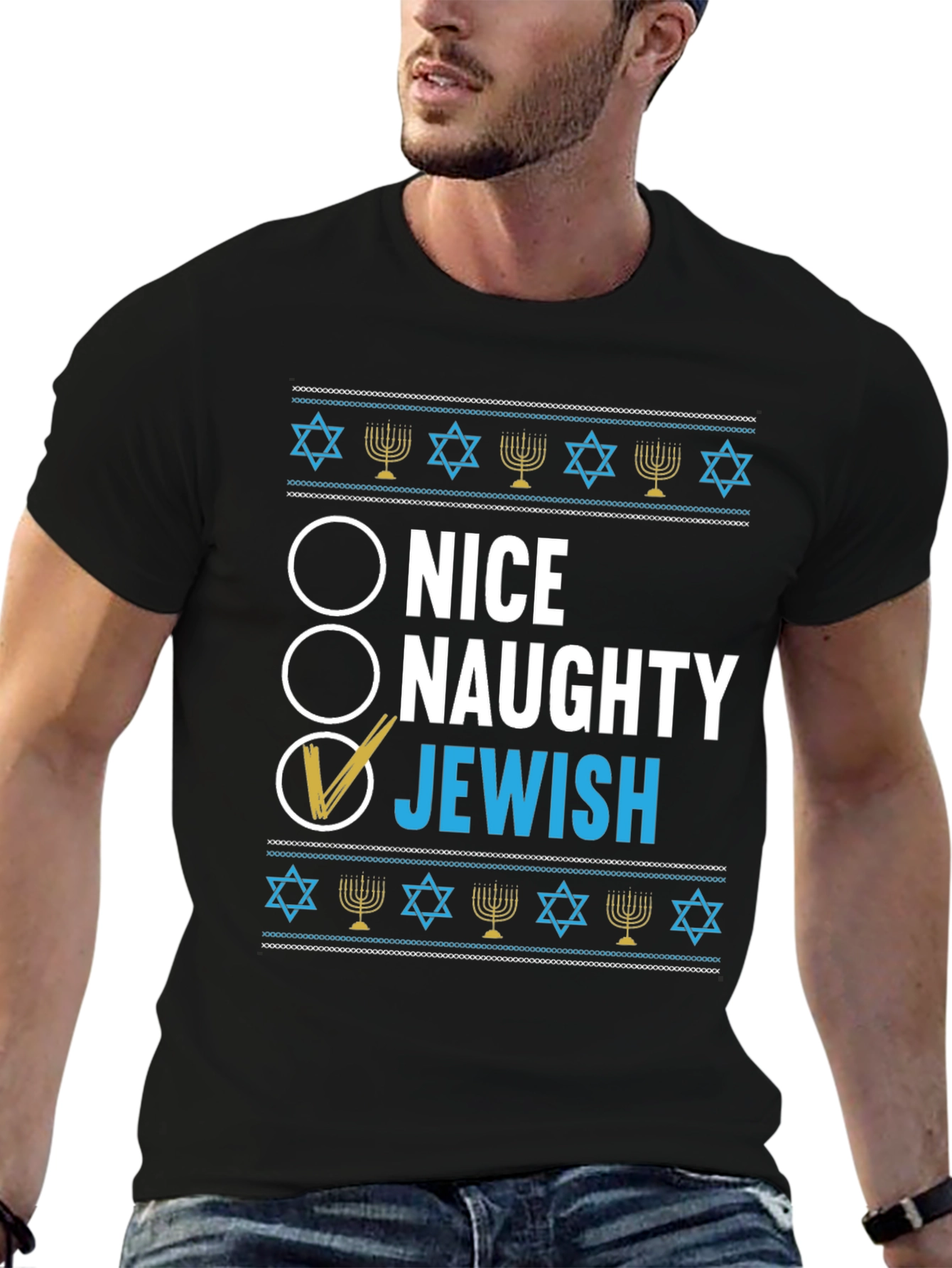 Nice Naughty Jewish Hanukkah T-Shirt