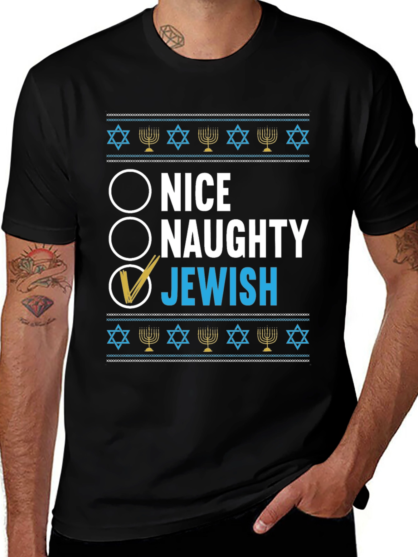Nice Naughty Jewish Hanukkah T-Shirt