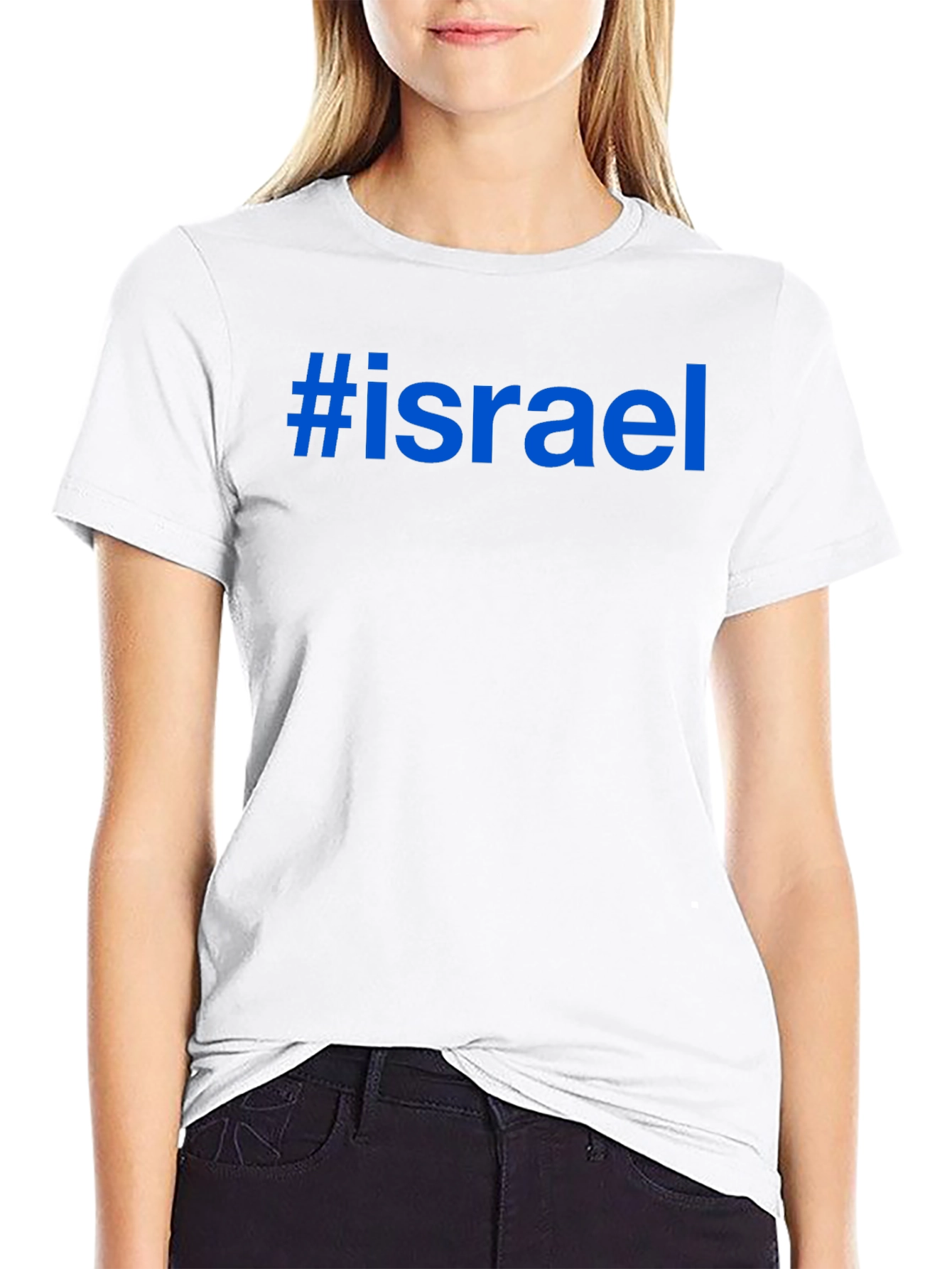 #Israel Graphic Tee - Black Cotton Blend T-Shirt