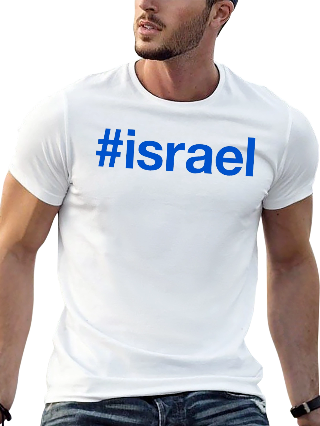 #Israel Graphic Tee - Black Cotton Blend T-Shirt