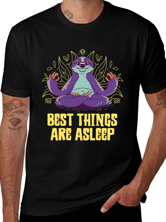 Meditating Sloth Graphic Tee - Best Things Are Asleep