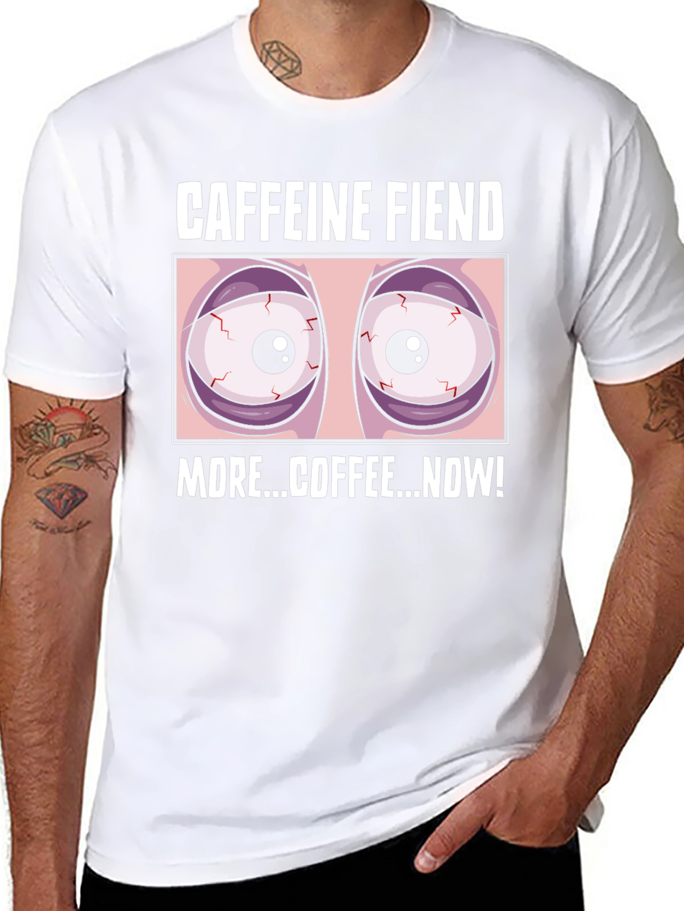 Caffeine Fiend Graphic T-Shirt - More Coffee Now!