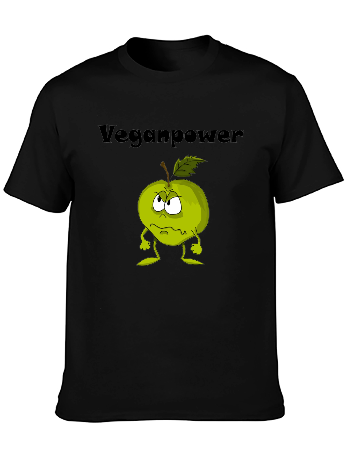 Veganpower Cartoon Apple Graphic T-Shirt