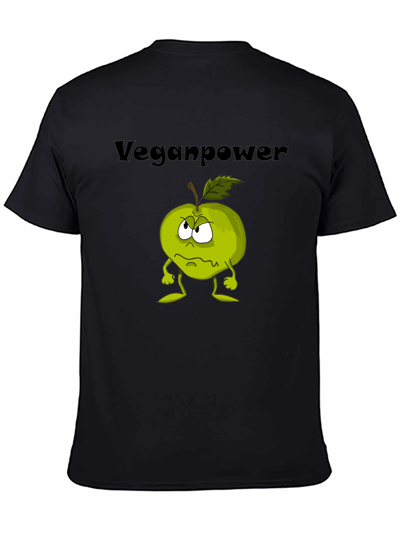 Veganpower Cartoon Apple Graphic T-Shirt