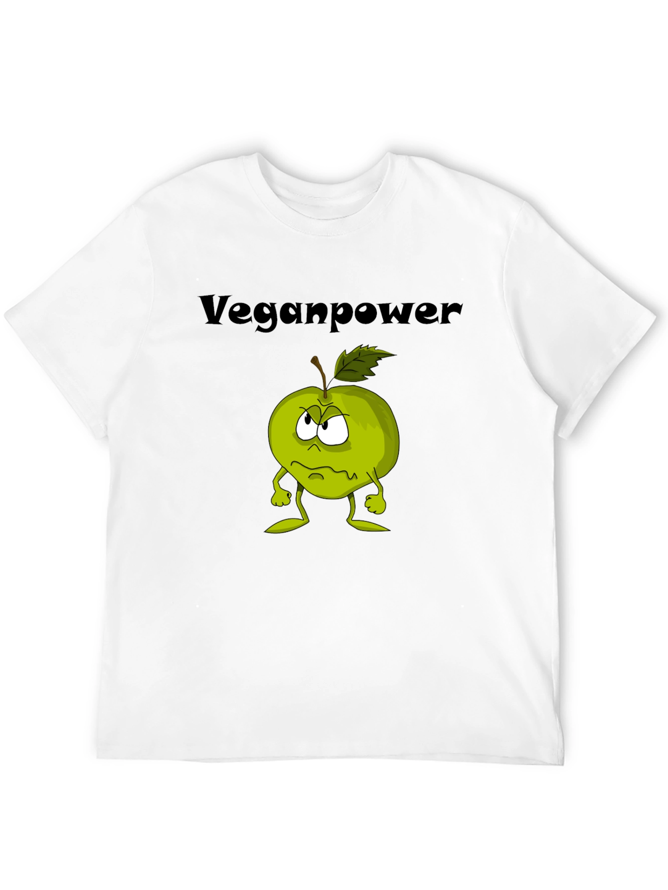 Veganpower Cartoon Apple Graphic T-Shirt