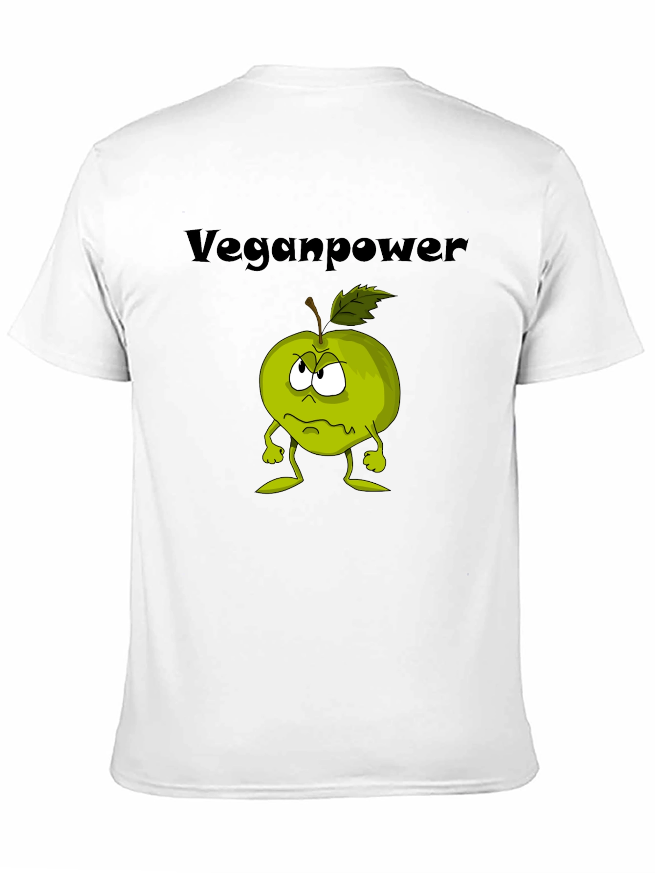 Veganpower Cartoon Apple Graphic T-Shirt