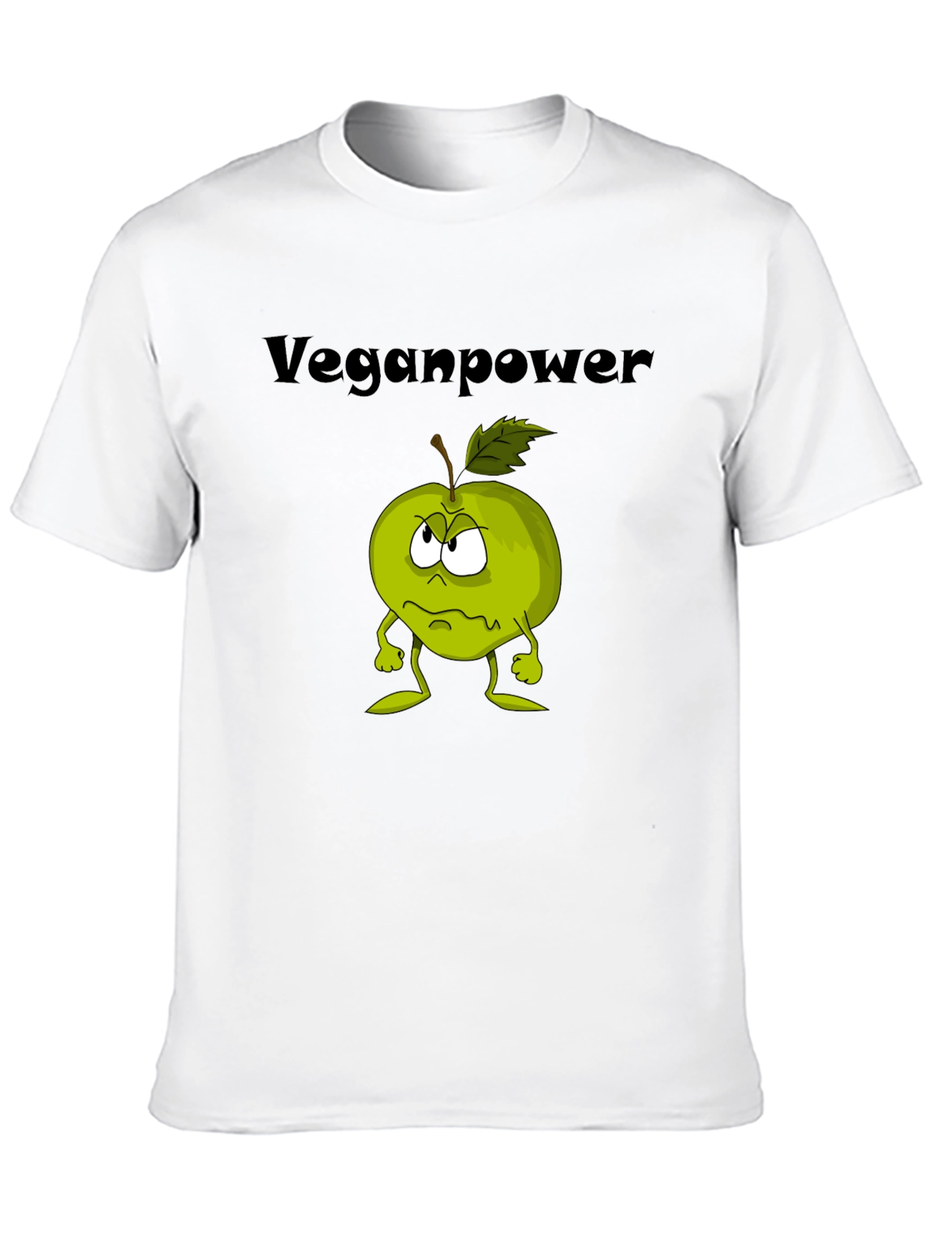 Veganpower Cartoon Apple Graphic T-Shirt