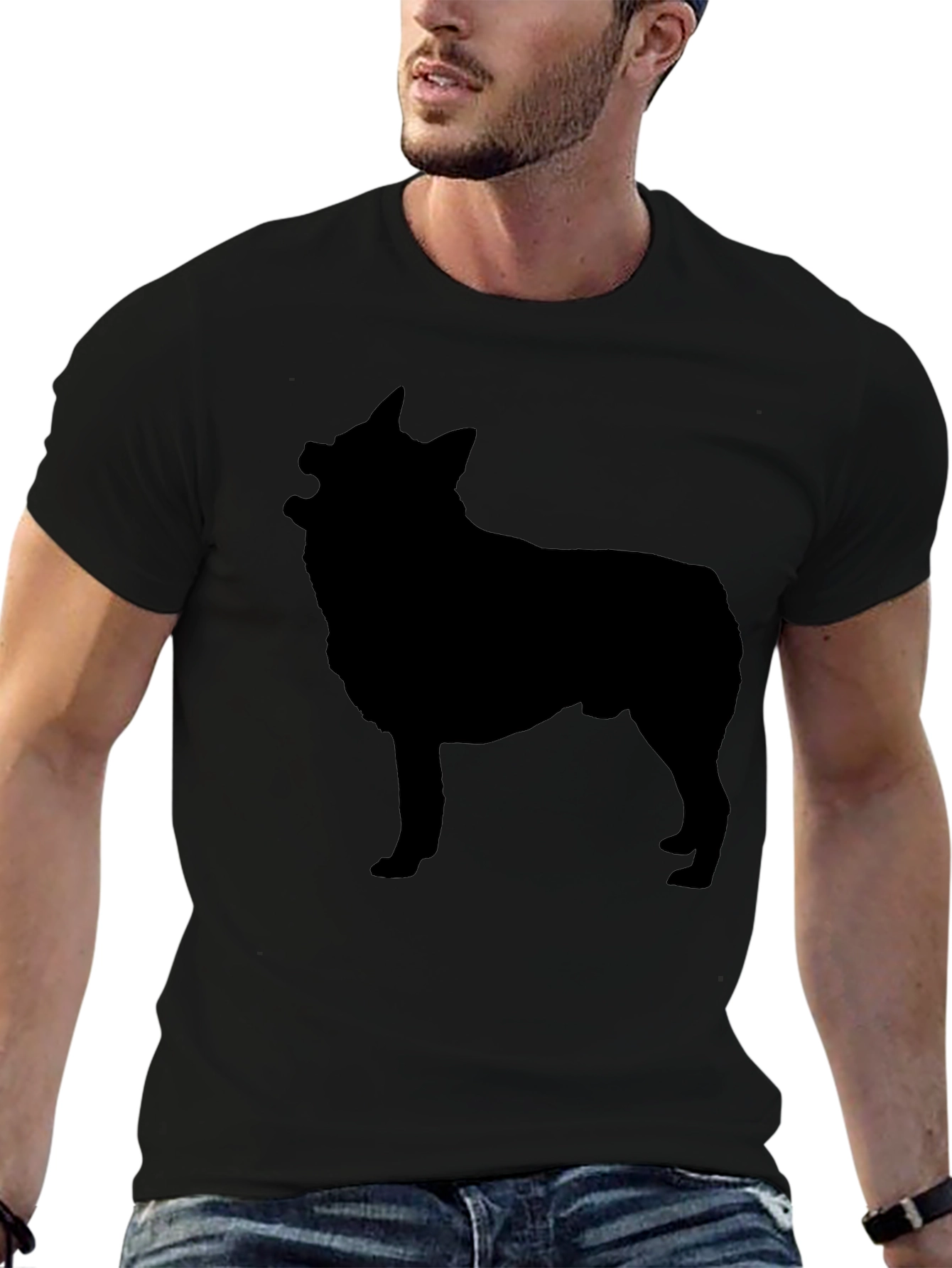Black Dog Silhouette Graphic Tee - Mens Casual Shirt