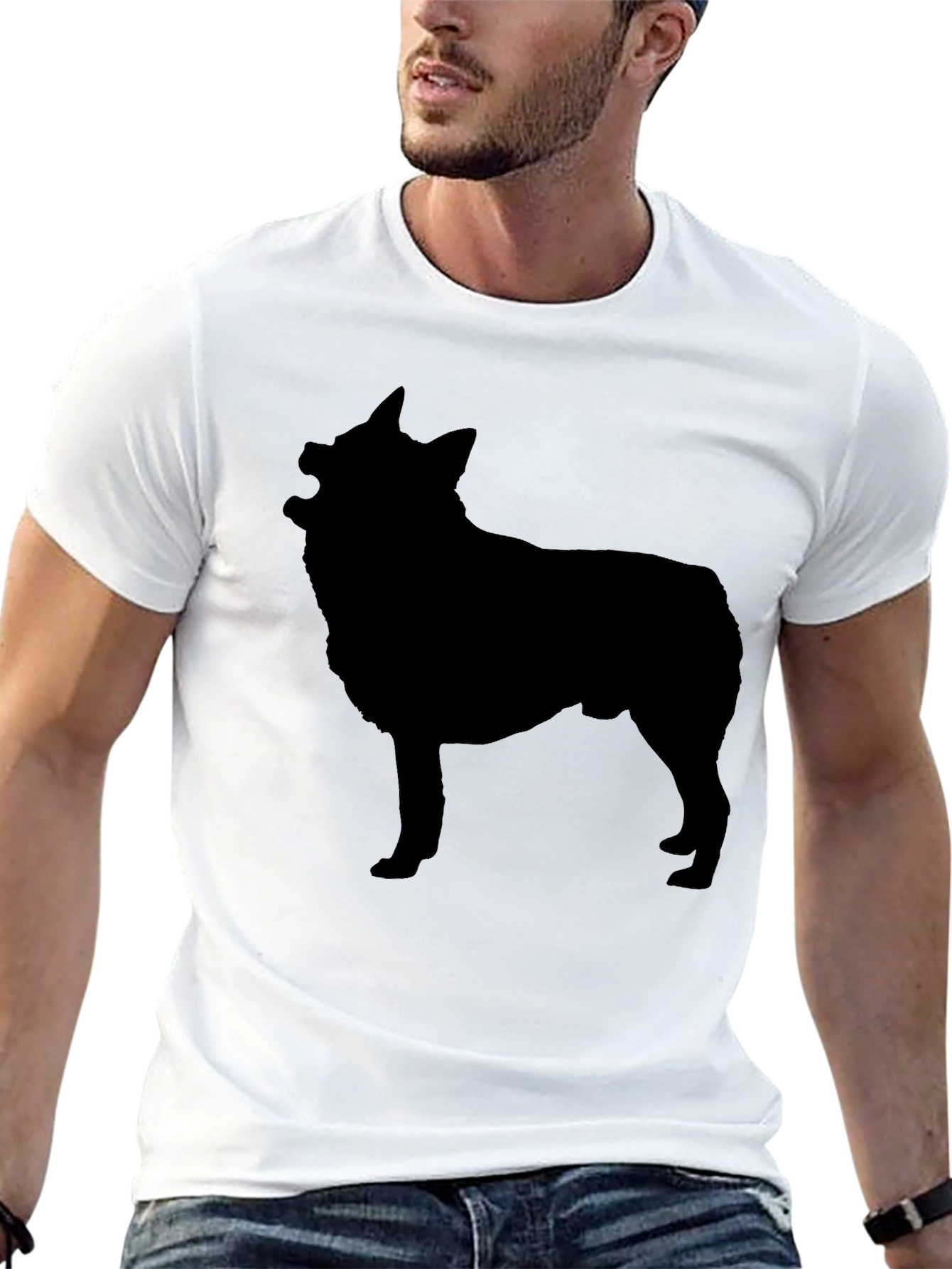 Black Dog Silhouette Graphic Tee - Mens Casual Shirt