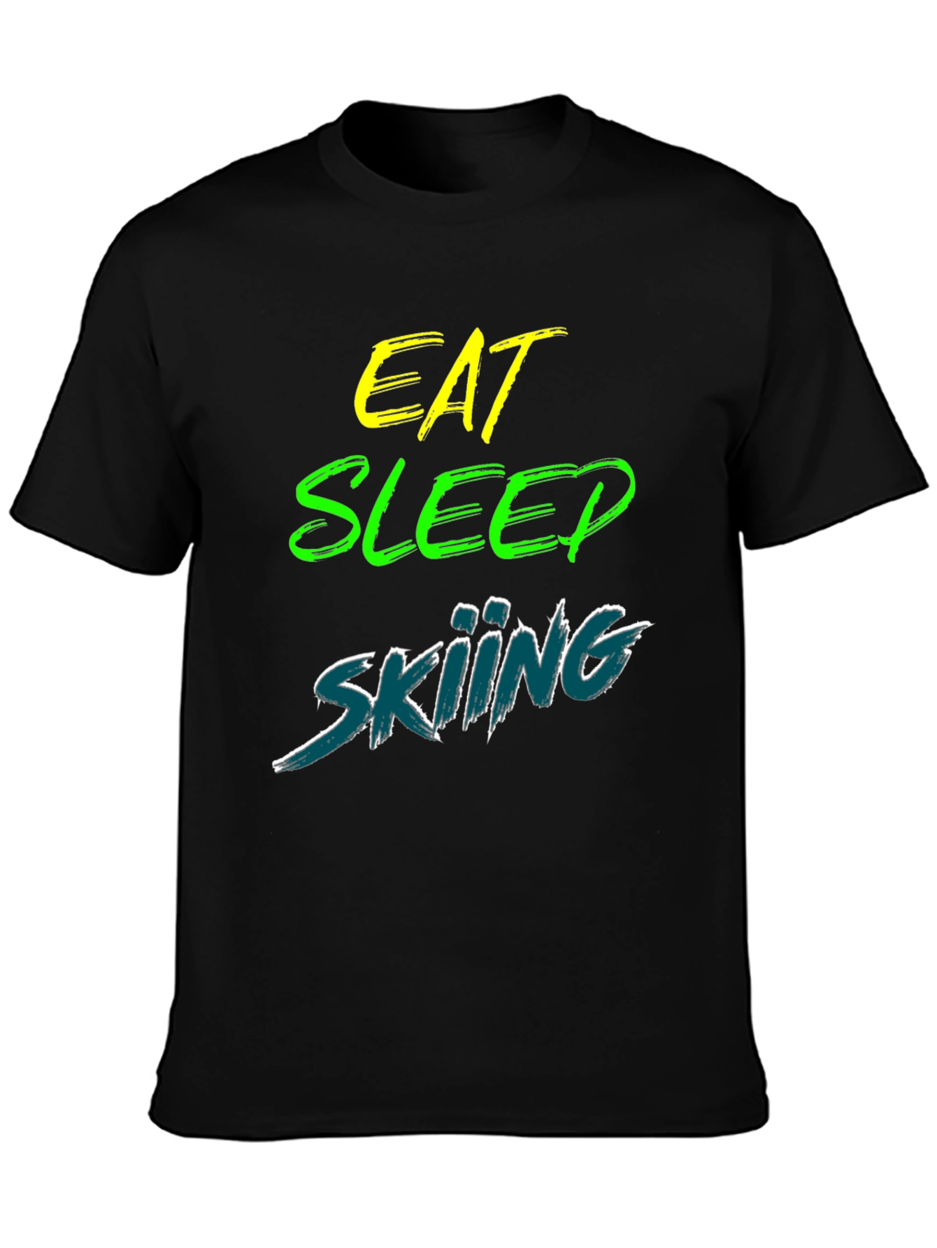 Eat Sleep Skiing Black Graphic Tee Shirt
