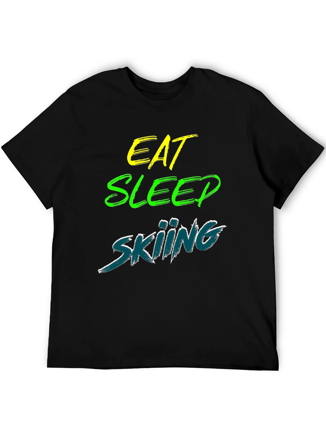 Eat Sleep Skiing Black Graphic Tee Shirt