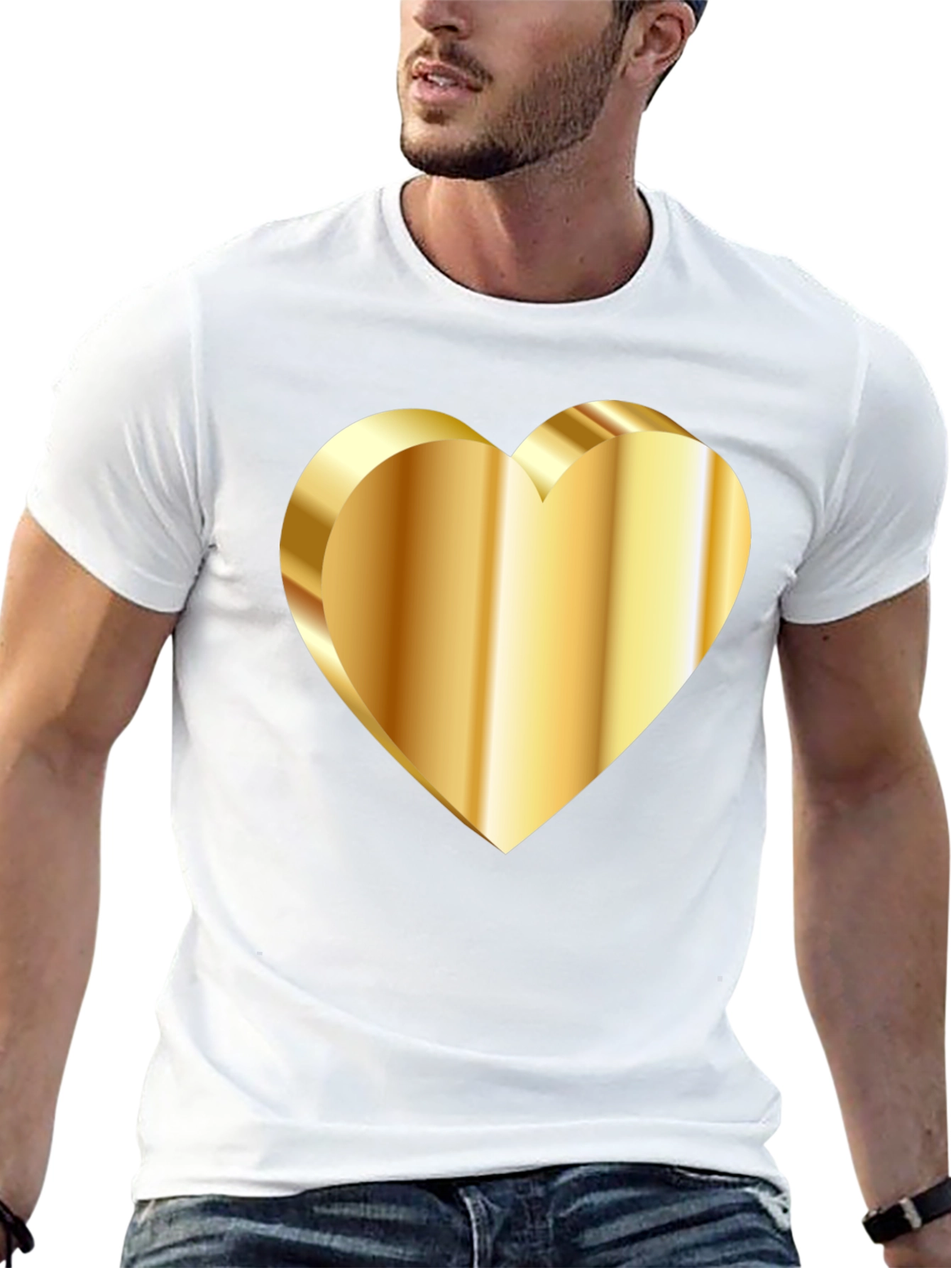 Golden Heart Graphic Tee - Stylish Black T-Shirt