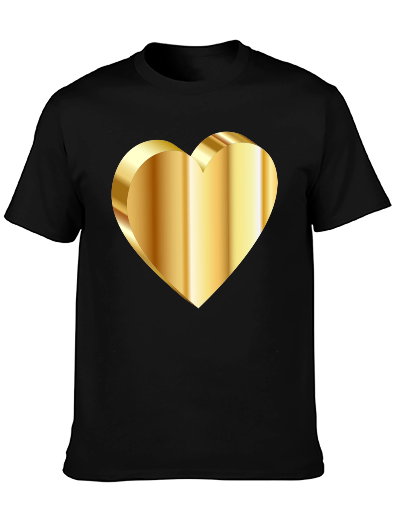 Golden Heart Graphic Tee - Stylish Black T-Shirt