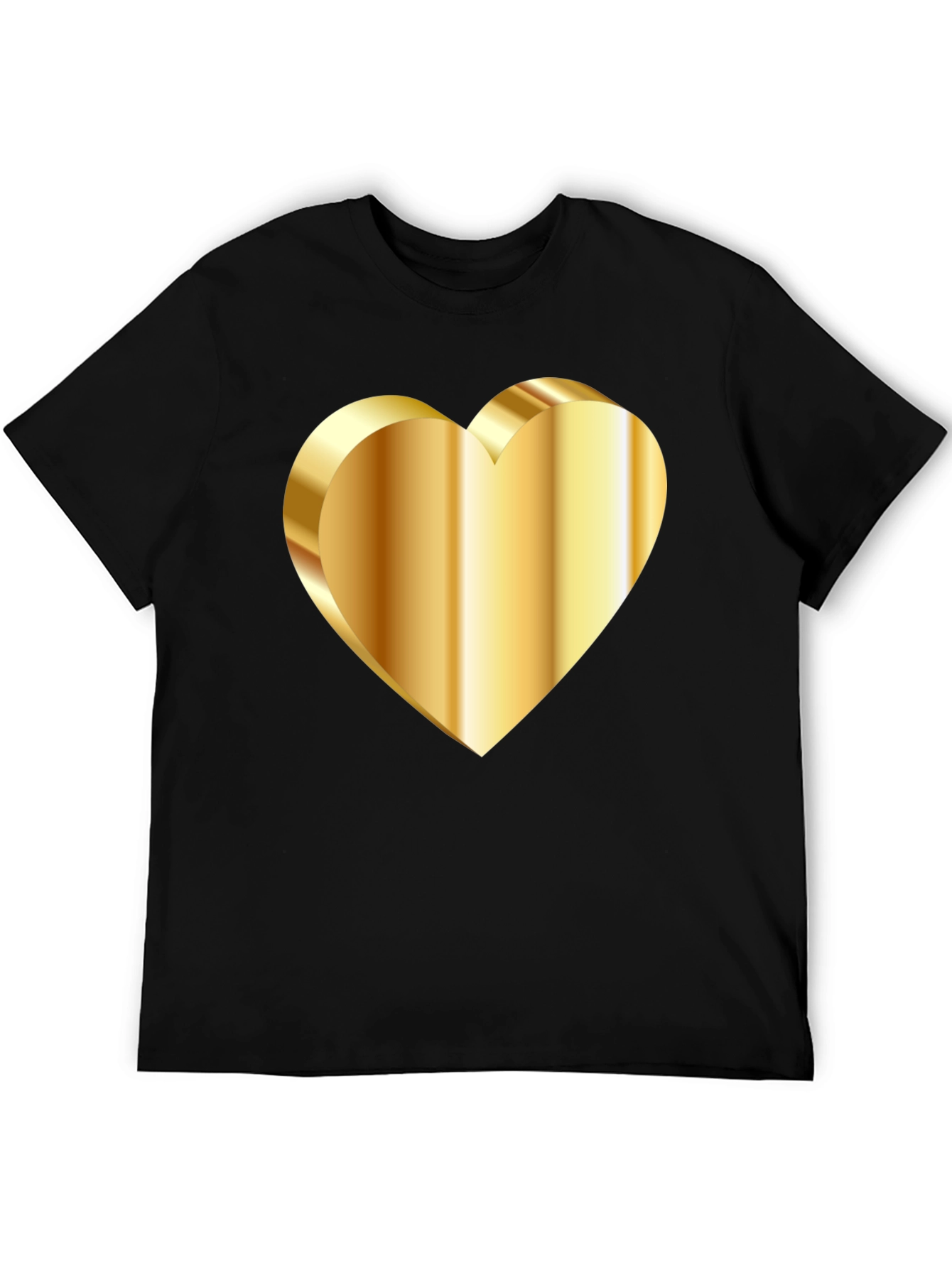 Golden Heart Graphic Tee - Stylish Black T-Shirt