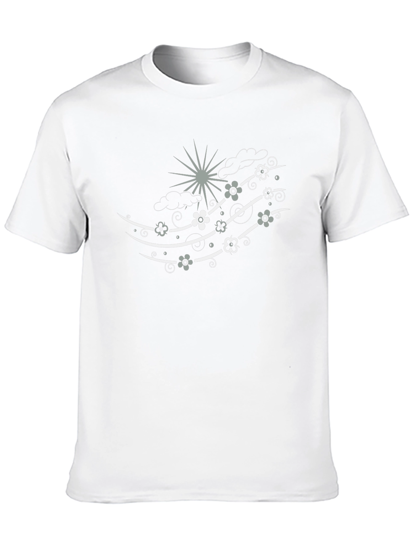 Stylish Black Tee with Whimsical Wind Design