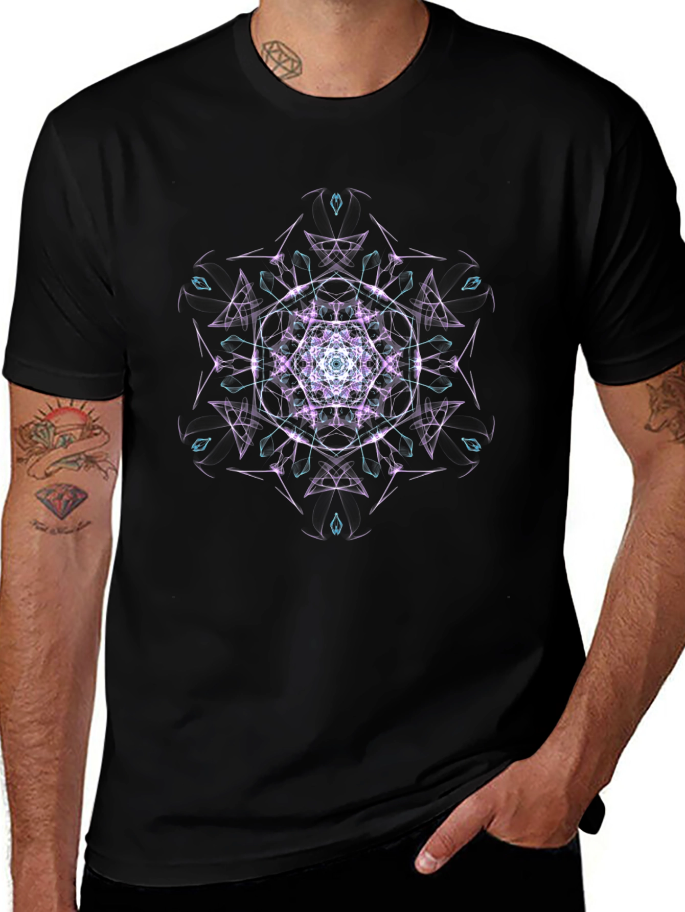 Geometric Mandala T-Shirt - Black