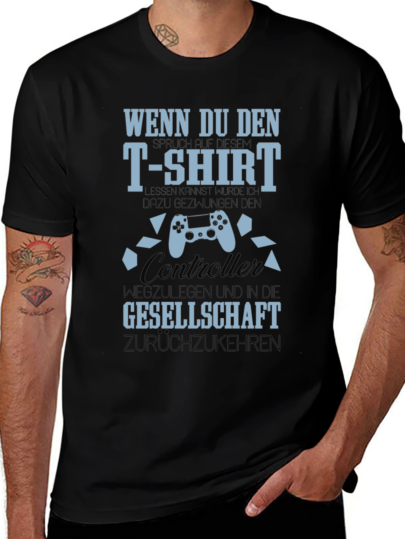 Gamer T-Shirt: Controller & Funny German Slogan