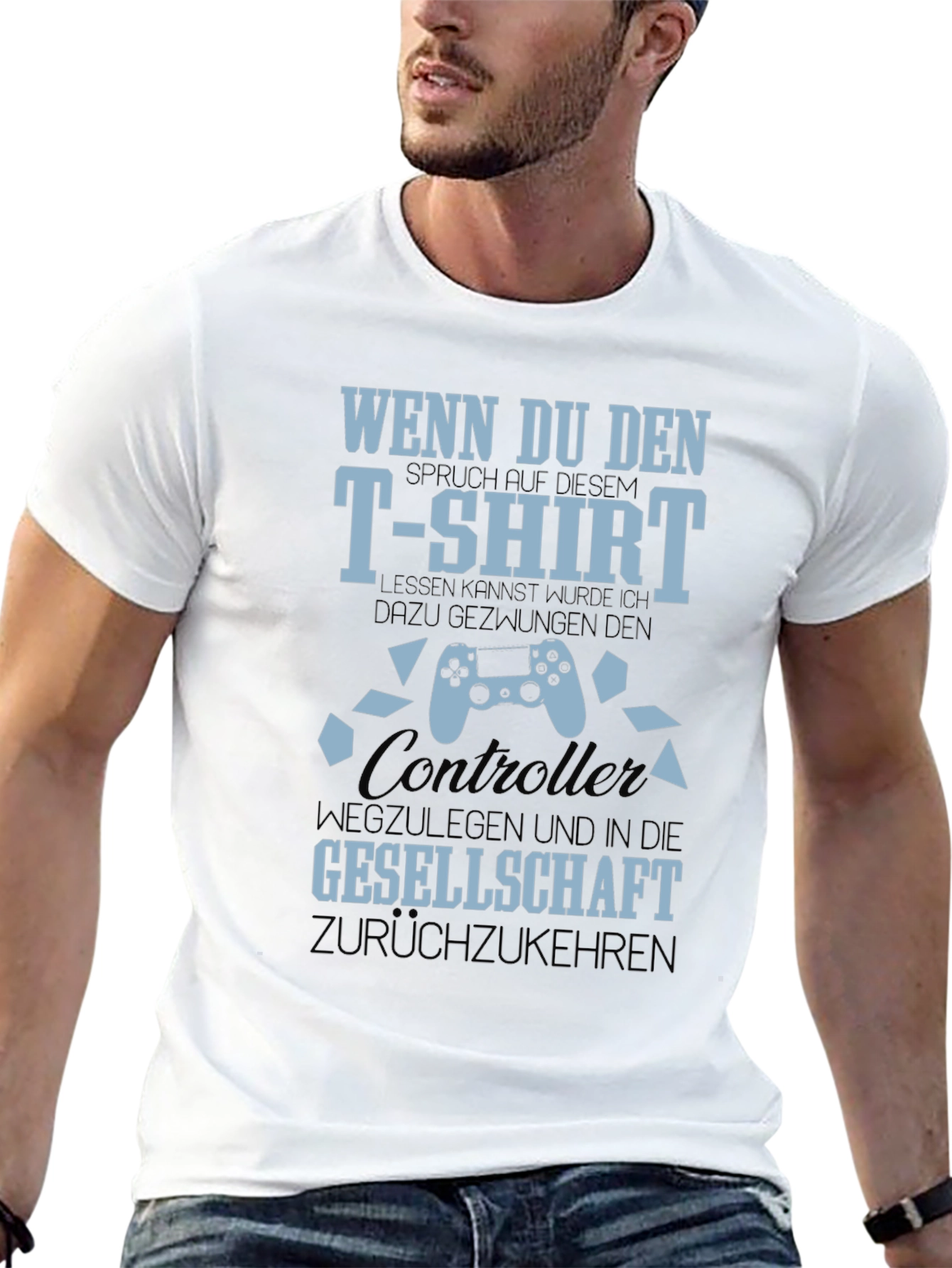 Gamer T-Shirt: Controller & Funny German Slogan