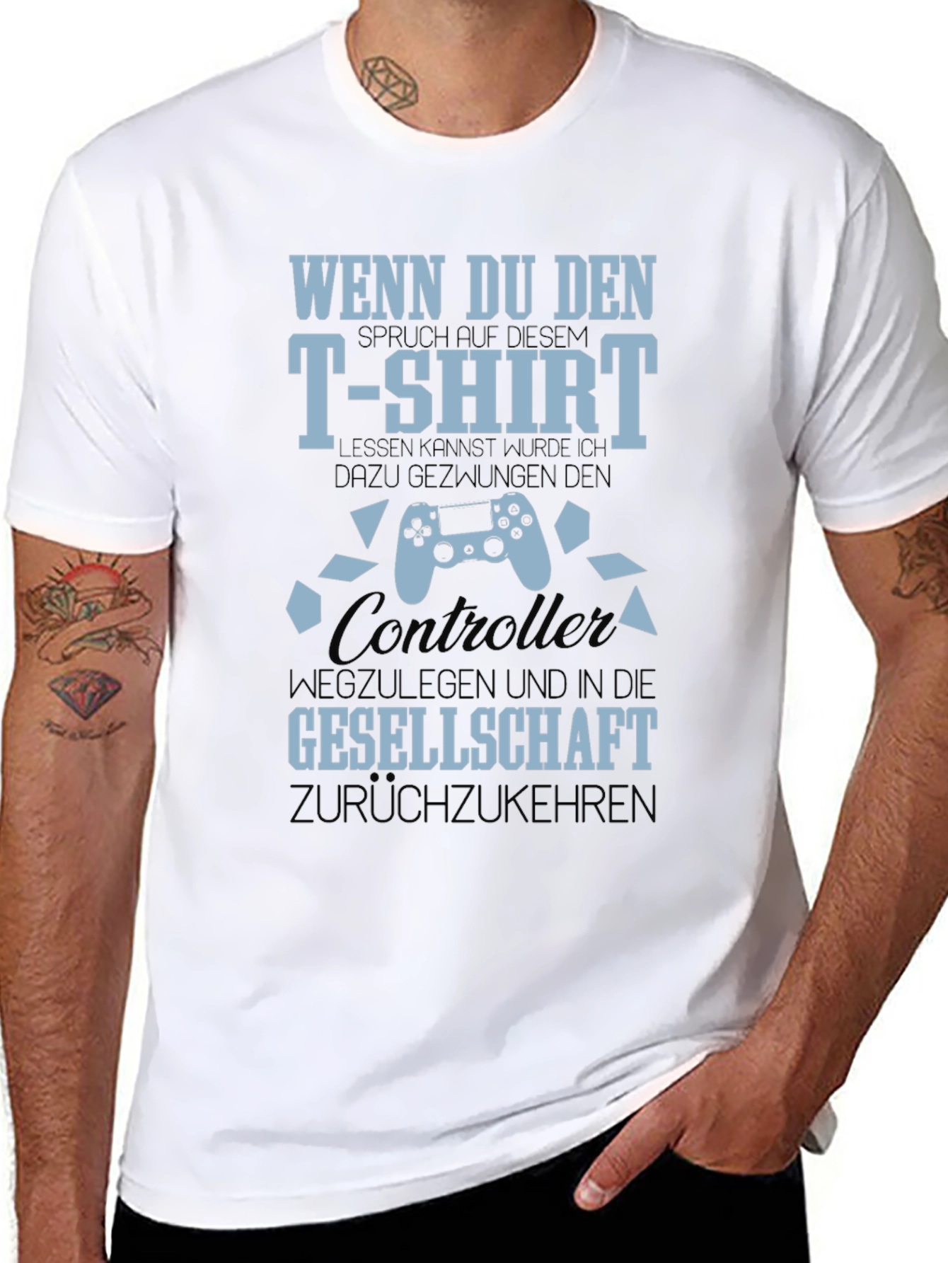 Gamer T-Shirt: Controller & Funny German Slogan