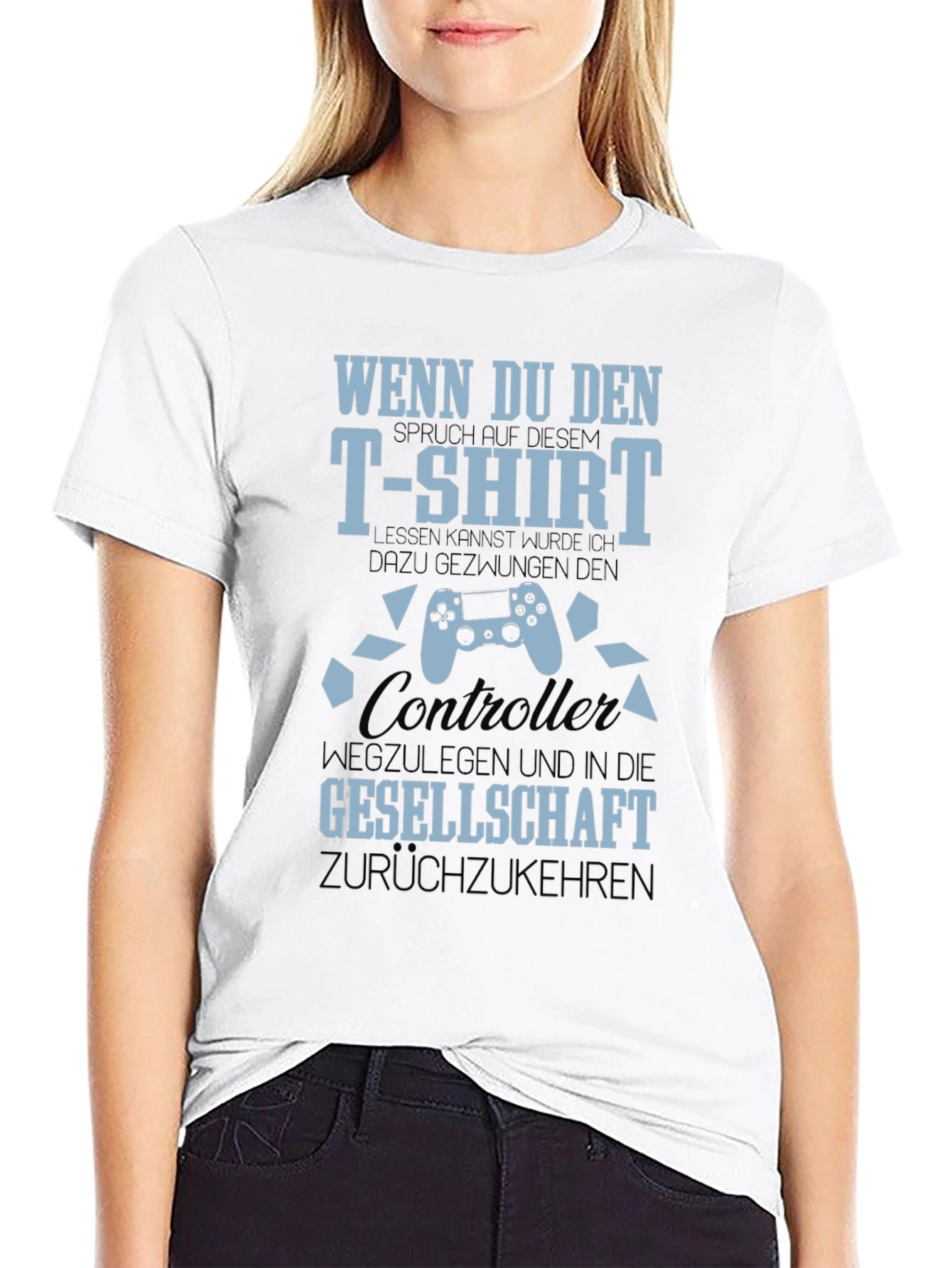 Gamer T-Shirt: Controller & Funny German Slogan