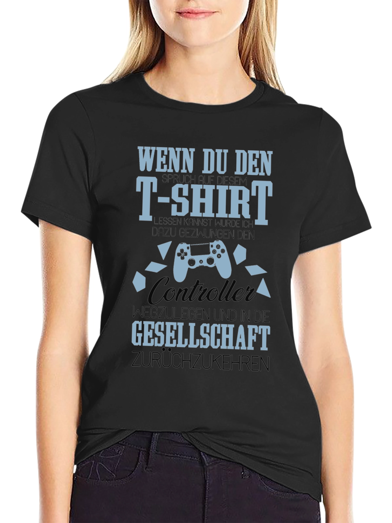 Gamer T-Shirt: Controller & Funny German Slogan