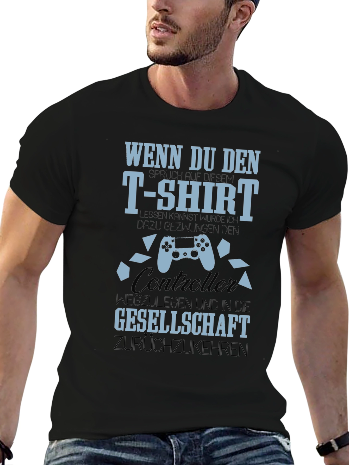 Gamer T-Shirt: Controller & Funny German Slogan