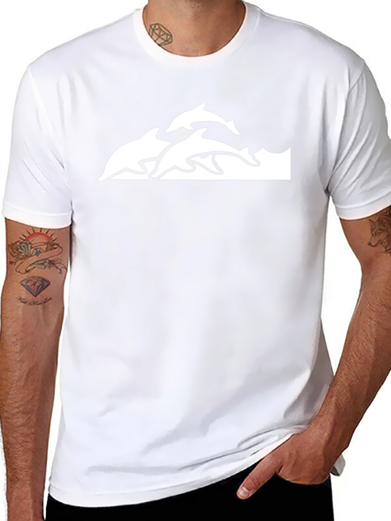 Dolphin Graphic T-Shirt - Black Short Sleeve