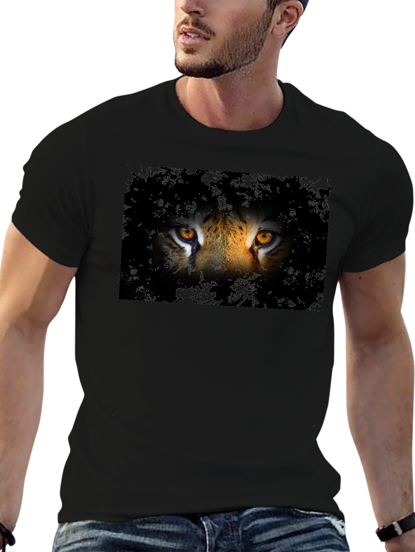 Tiger Eyes Graphic Tee - Mens Black T-Shirt