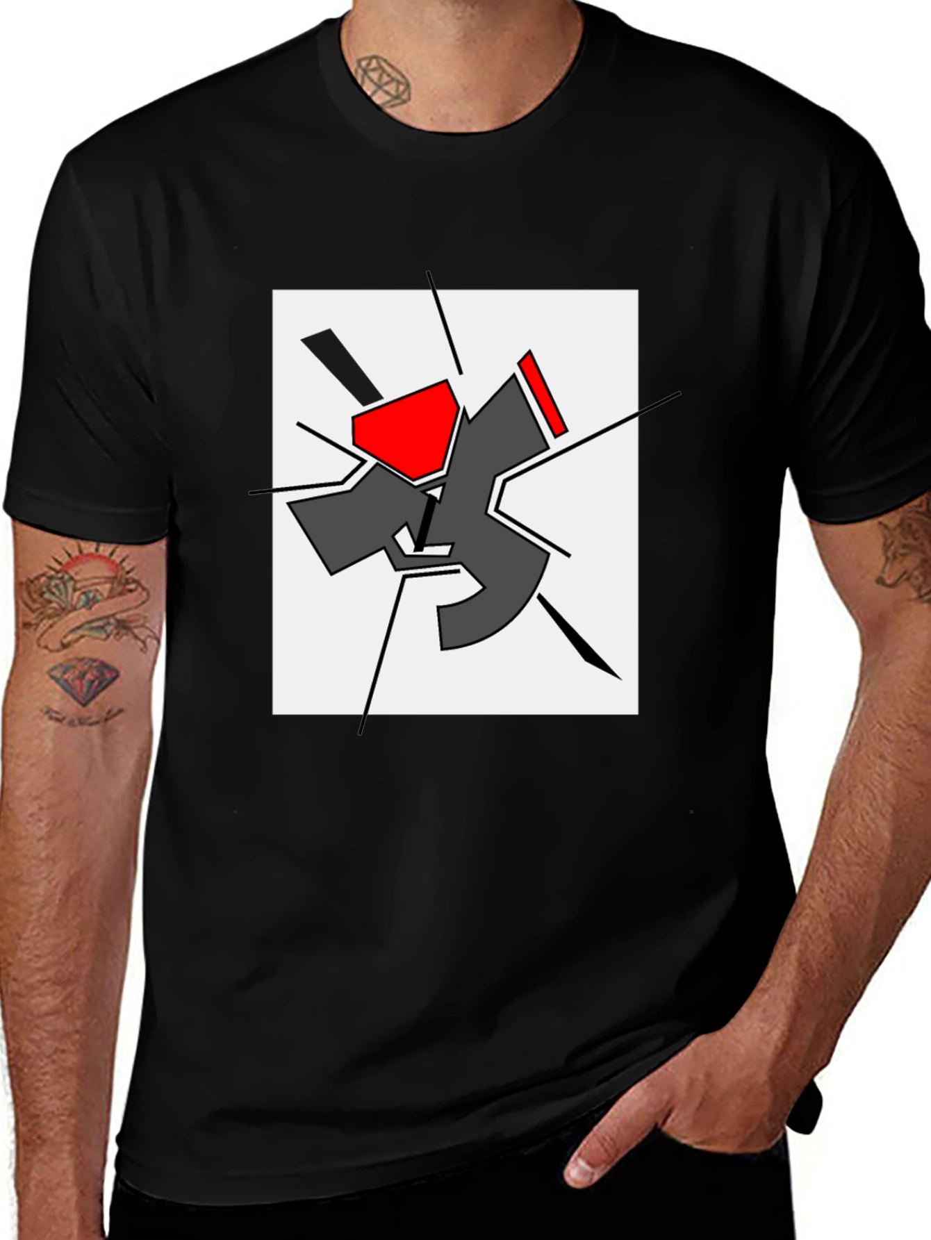 Abstract Graphic Print Black T-Shirt