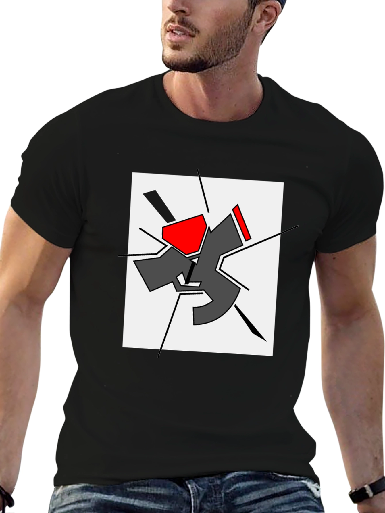 Abstract Graphic Print Black T-Shirt
