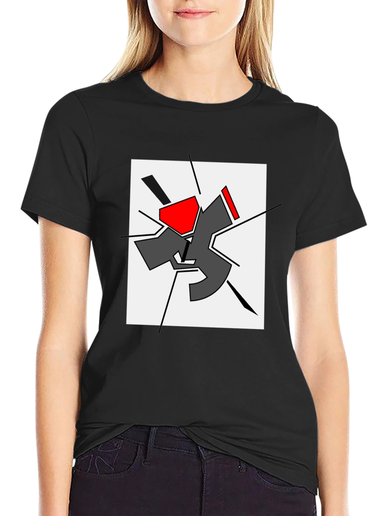 Abstract Graphic Print Black T-Shirt