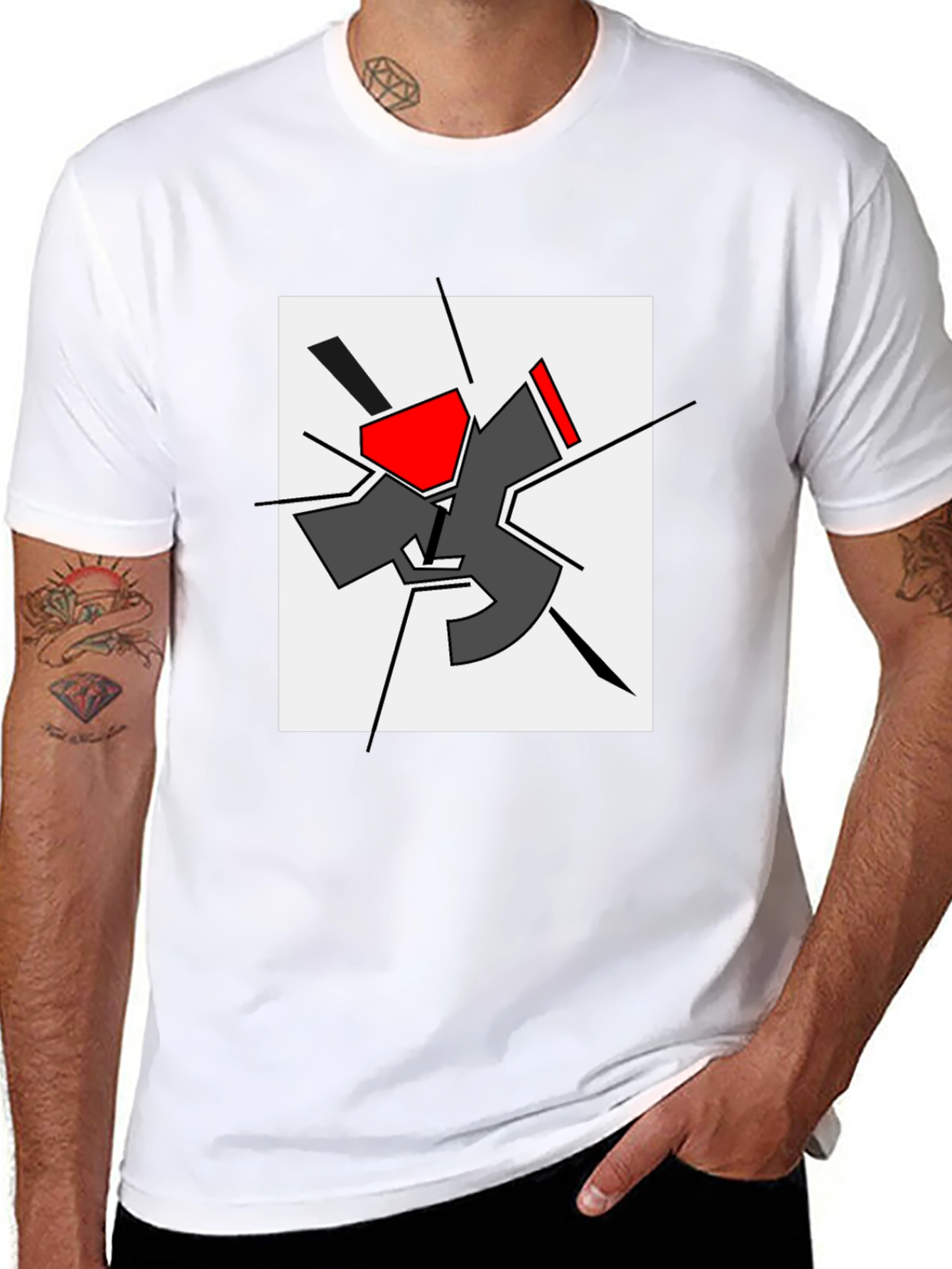 Abstract Graphic Print Black T-Shirt