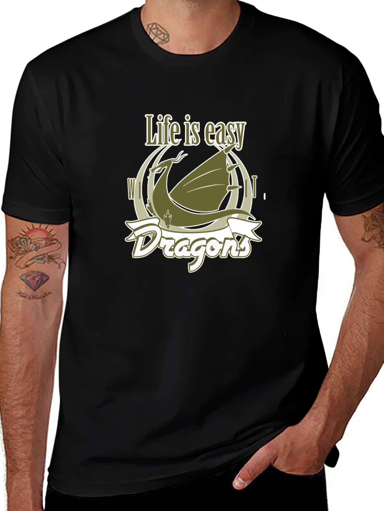Life is Easy Dragons Graphic T-Shirt