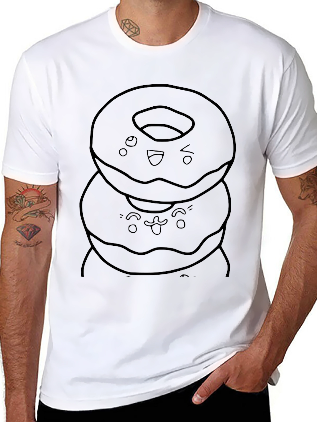 Cartoon Donut Stack Graphic Tee