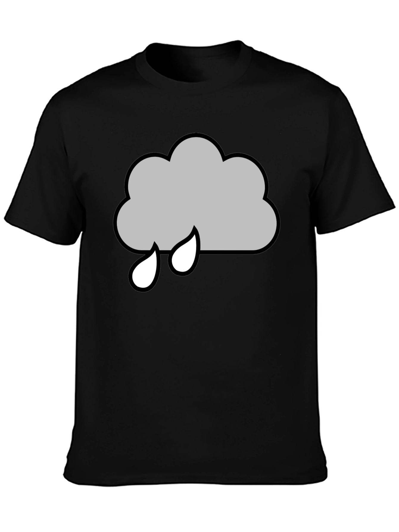 Rainy Cloud Graphic T-Shirt - Black Cotton Tee