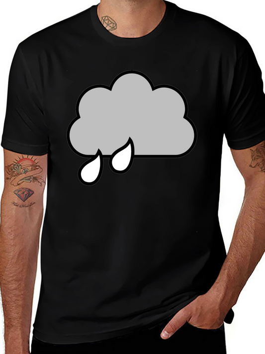 Rainy Cloud Graphic T-Shirt - Black Cotton Tee