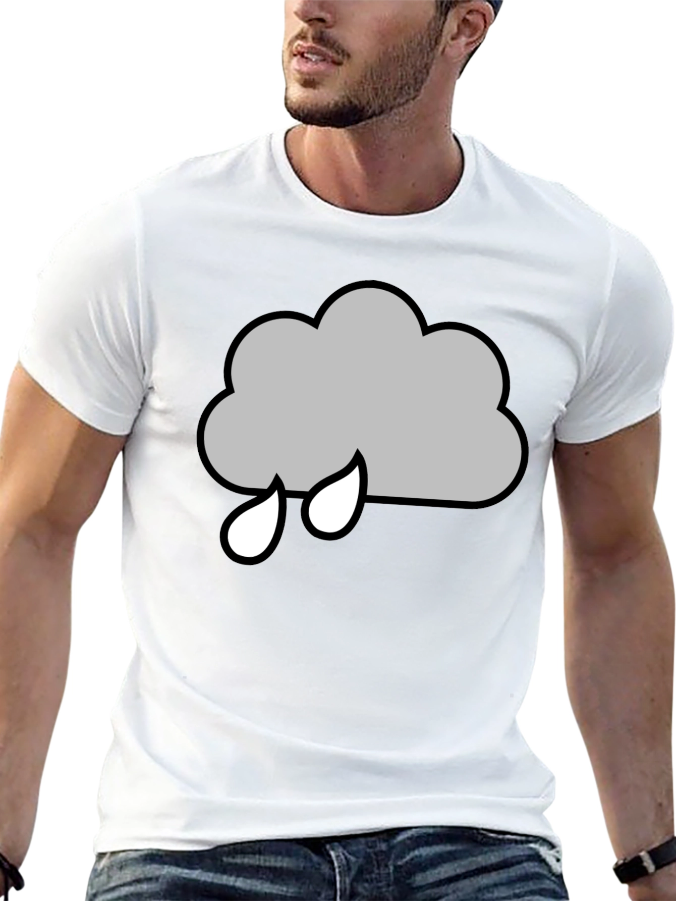 Rainy Cloud Graphic T-Shirt - Black Cotton Tee