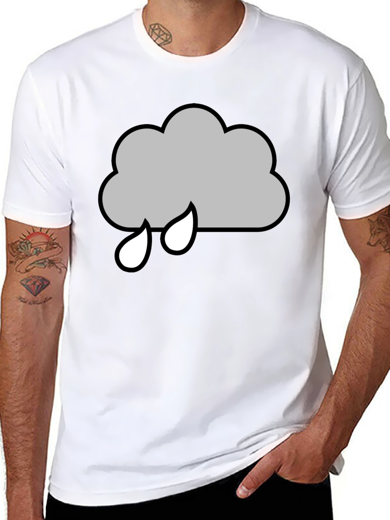 Rainy Cloud Graphic T-Shirt - Black Cotton Tee