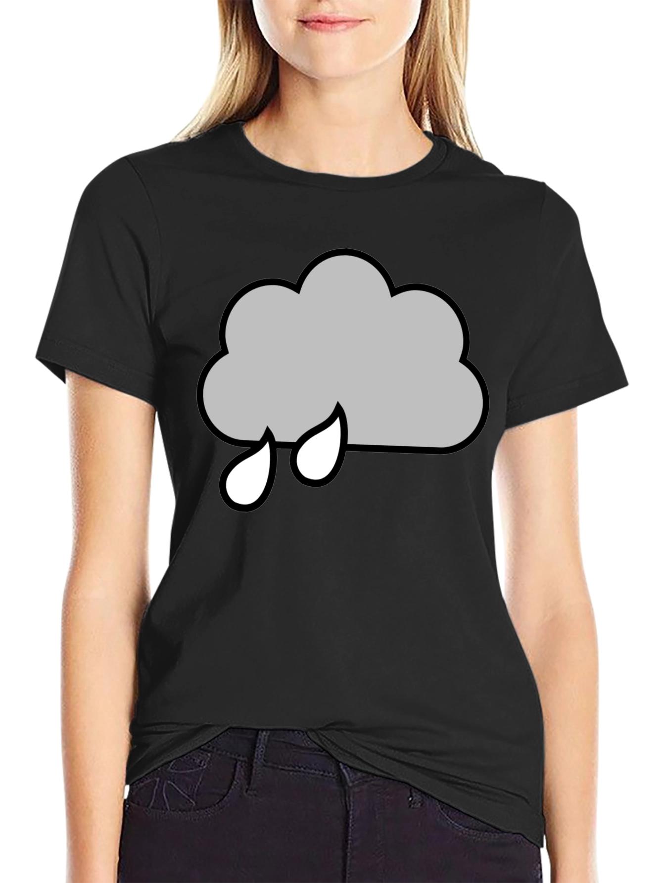 Rainy Cloud Graphic T-Shirt - Black Cotton Tee