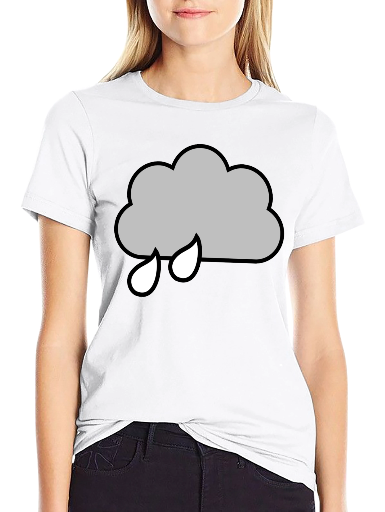 Rainy Cloud Graphic T-Shirt - Black Cotton Tee