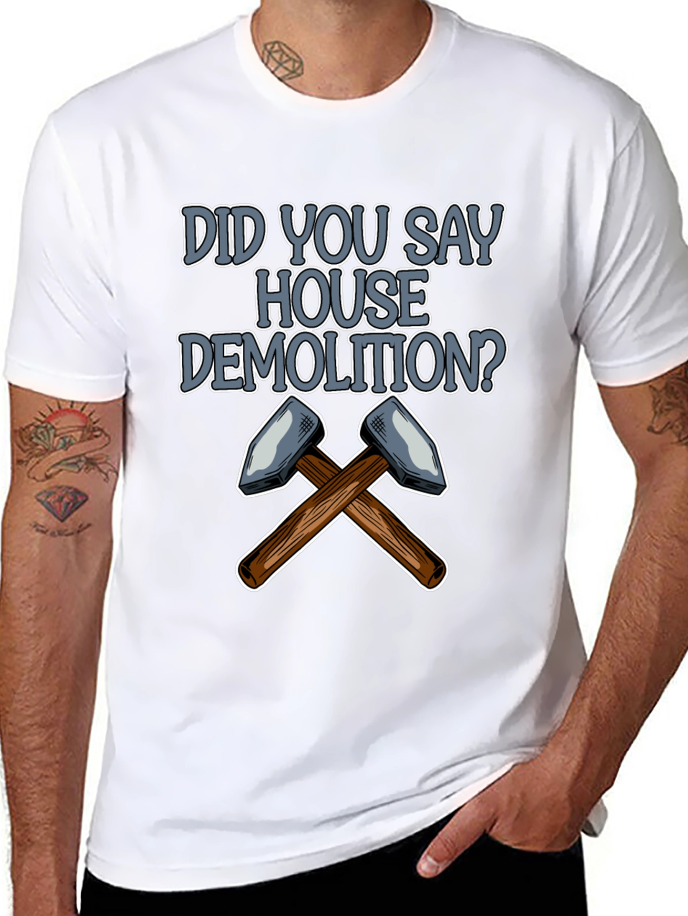 House Demolition T-Shirt: Crossed Hammers Design