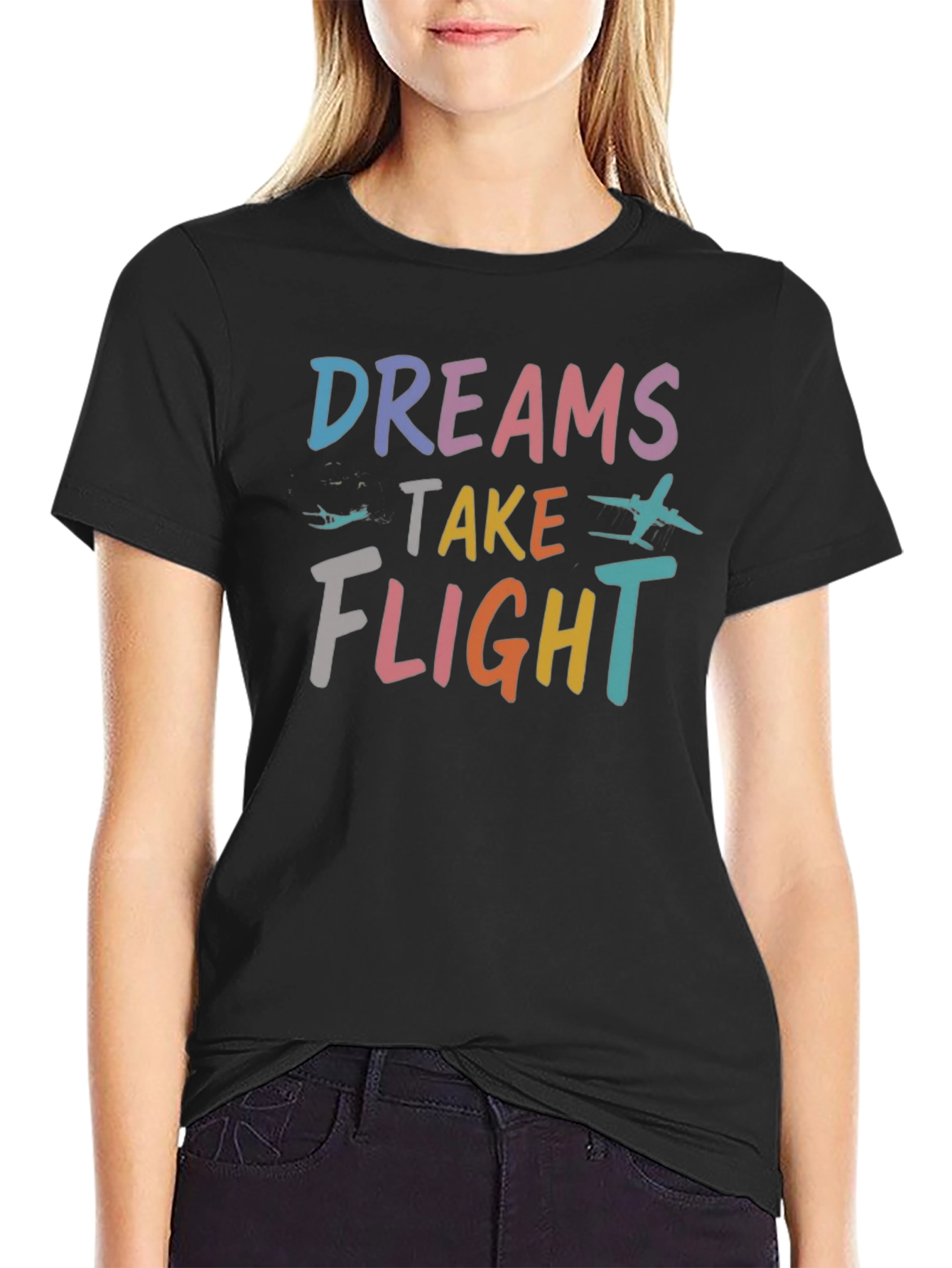 Dreams Take Flight Graphic Tee - Unisex Black T-Shirt