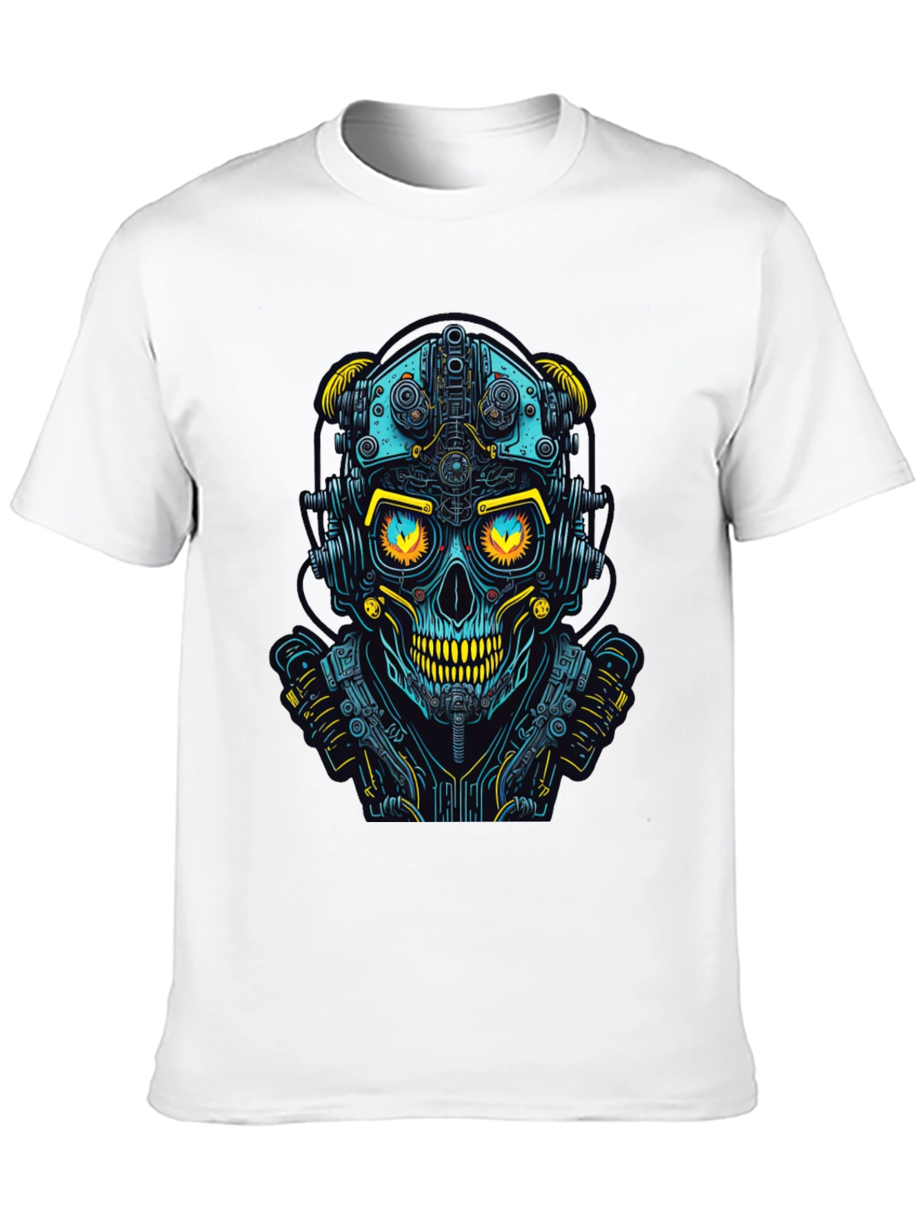 Cyberpunk Skull Graphic Tee - Futuristic Style